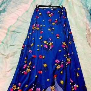 Floral Wrap Front Maxi Skirt